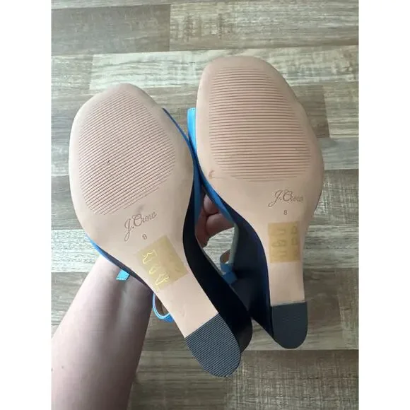 Women's J.Crew Bianca Colorblock Leather Ankle-Strap Wedges size 8 Retro Boho - Picture 4 of 7